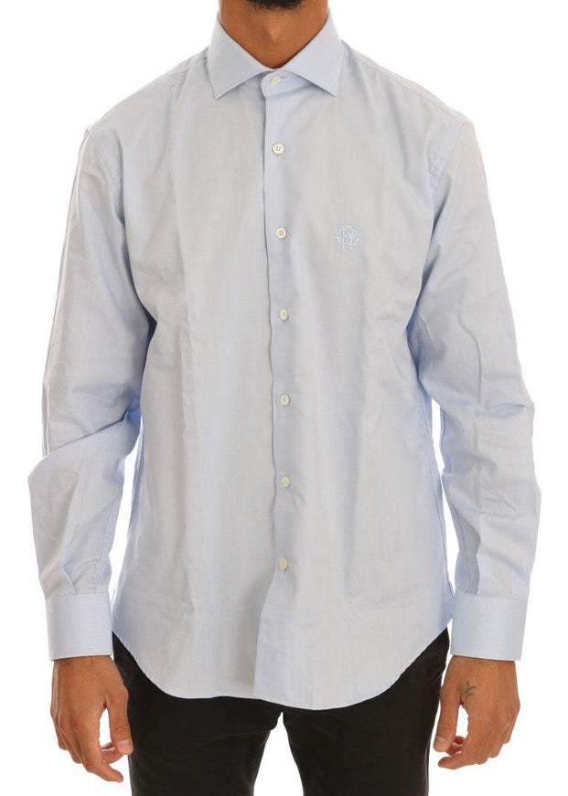 Cavalli Men's Light Blue Men's Cotton Slim Fit Shirt - Ellie Belle