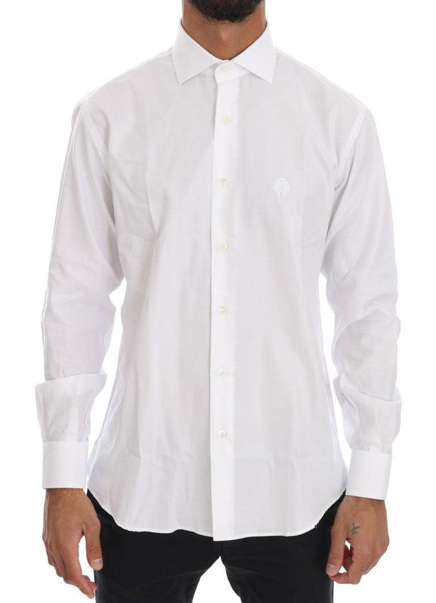 Cavalli Men's White Striped Slim Fit Shirt - Ellie Belle