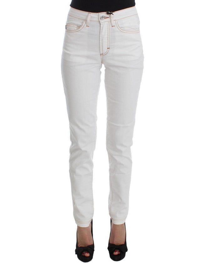Cavalli White Cotton Blend Slim Fit Jeans - Ellie Belle