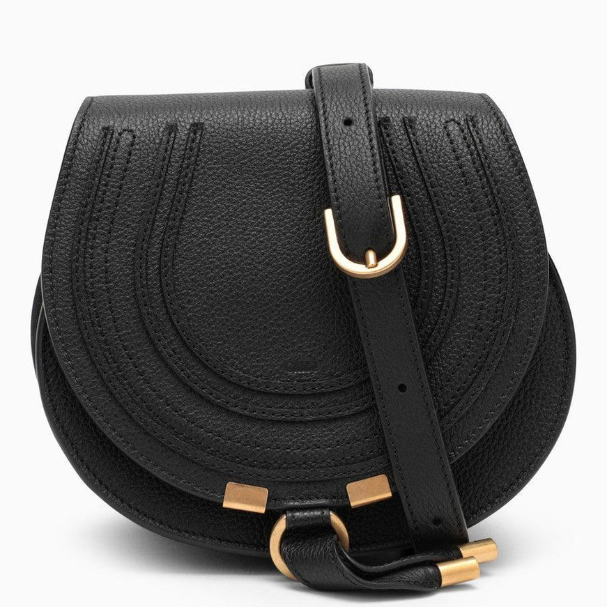 Chloé Black Leather Small Marcie Crossbody Bag - Ellie Belle