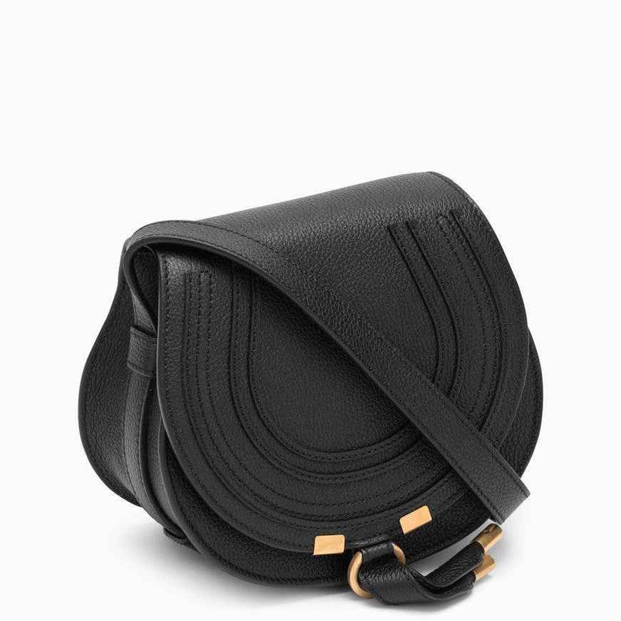 Chloé Black Leather Small Marcie Crossbody Bag - Ellie Belle