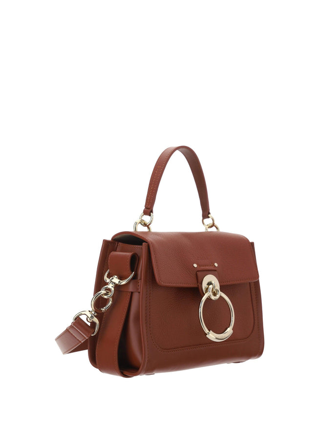 Chloé Calf Leather Tess Handbag Dark Nut - Ellie Belle