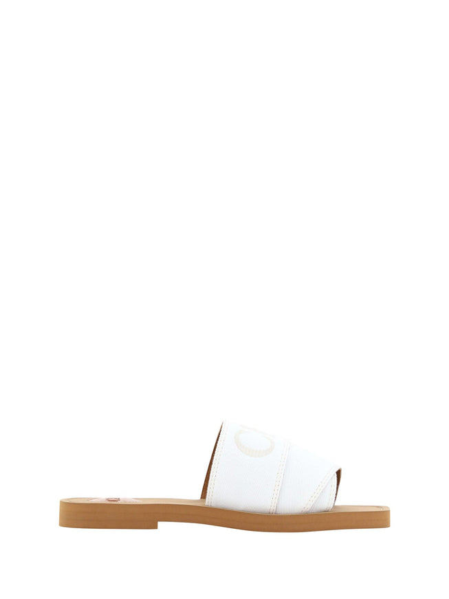 Chloé White Cotton Slides Woody Sandals - Ellie Belle