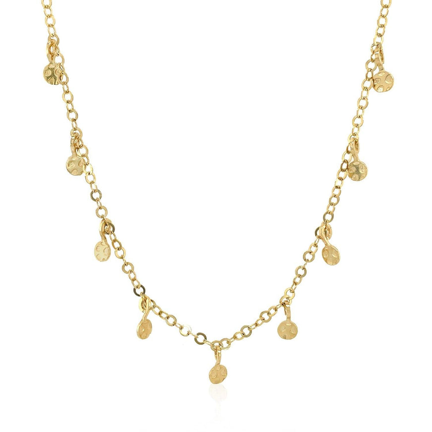 Choker Necklace with Hammered Beads in 14k Yellow Gold - Ellie Belle