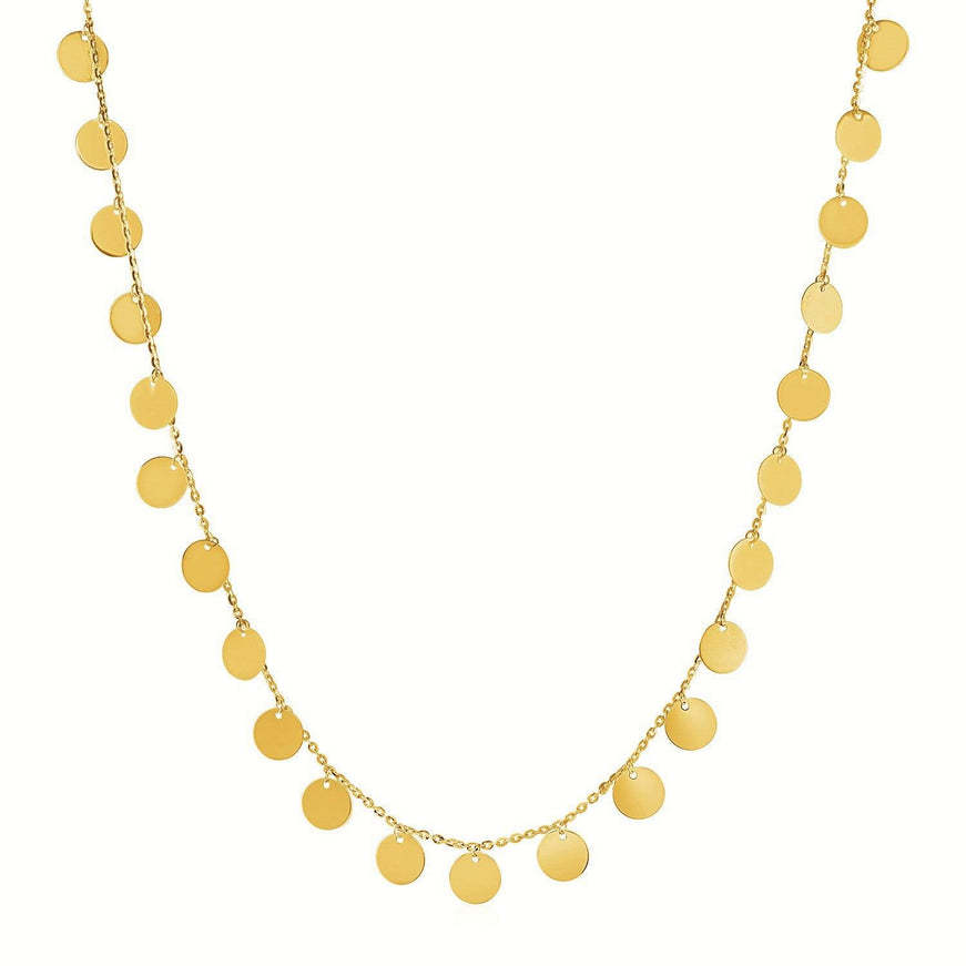 Choker Necklace with Polished Discs in 14k Yellow Gold - Ellie Belle