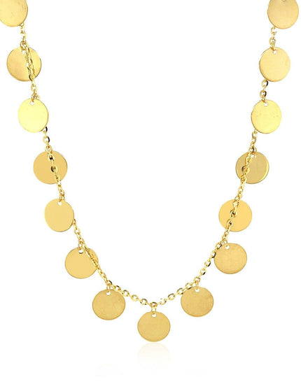 Choker Necklace with Polished Discs in 14k Yellow Gold - Ellie Belle