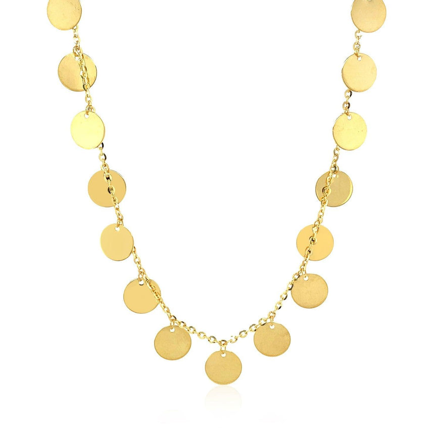 Choker Necklace with Polished Discs in 14k Yellow Gold - Ellie Belle