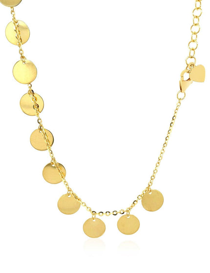 Choker Necklace with Polished Discs in 14k Yellow Gold - Ellie Belle