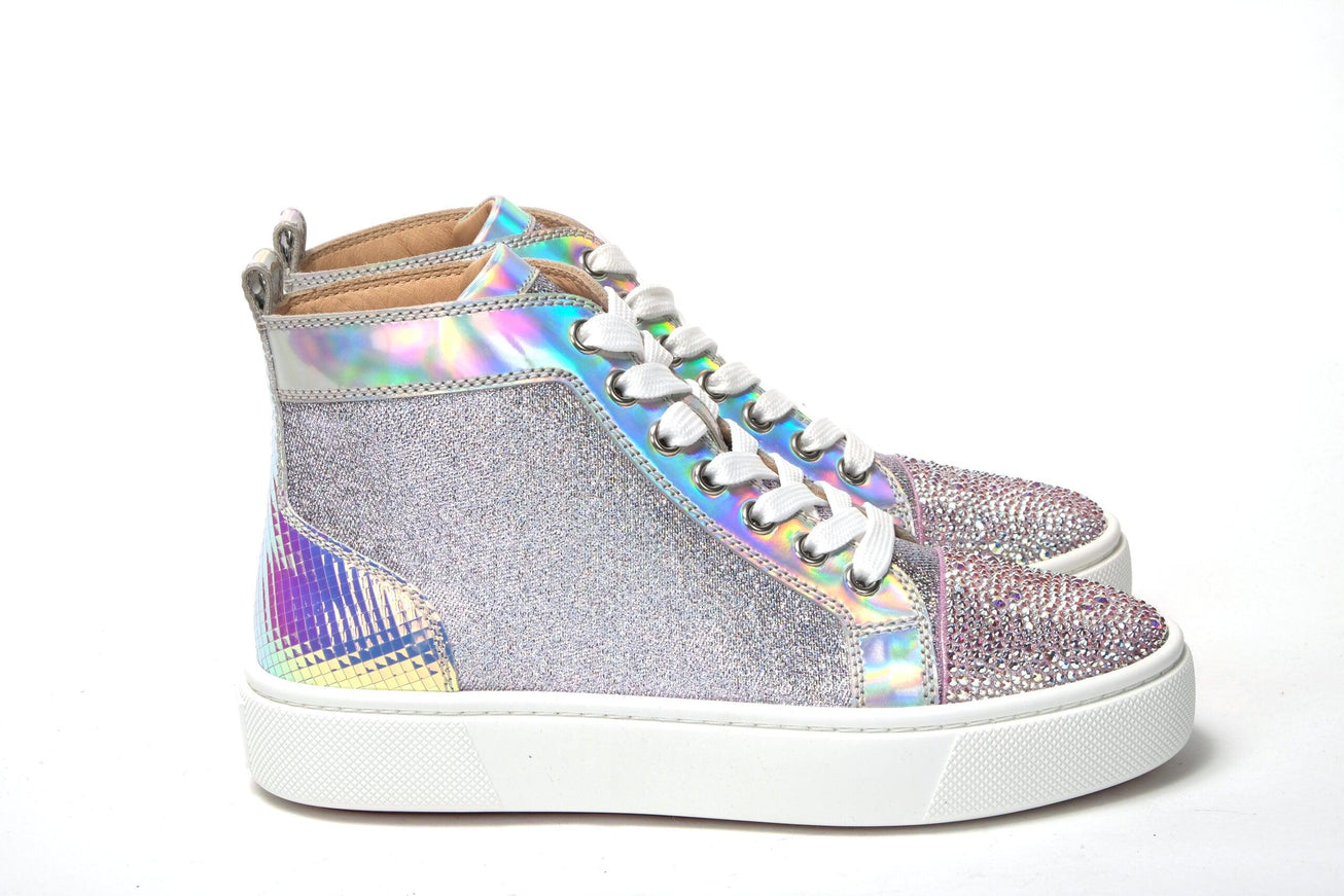 Christian Louboutin Ab/Silver Super Lou Strass Fla Sneakers - Ellie Belle