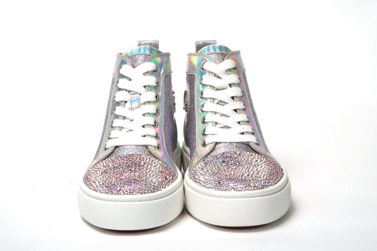 Christian Louboutin Ab/Silver Super Lou Strass Fla Sneakers - Ellie Belle