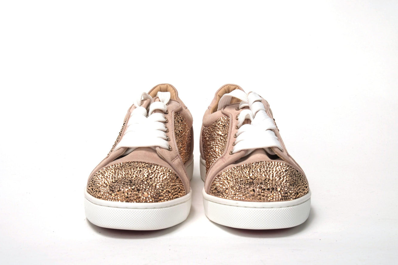 Christian Louboutin Antoinette Rose Gold Embellished Sneakers - Ellie Belle