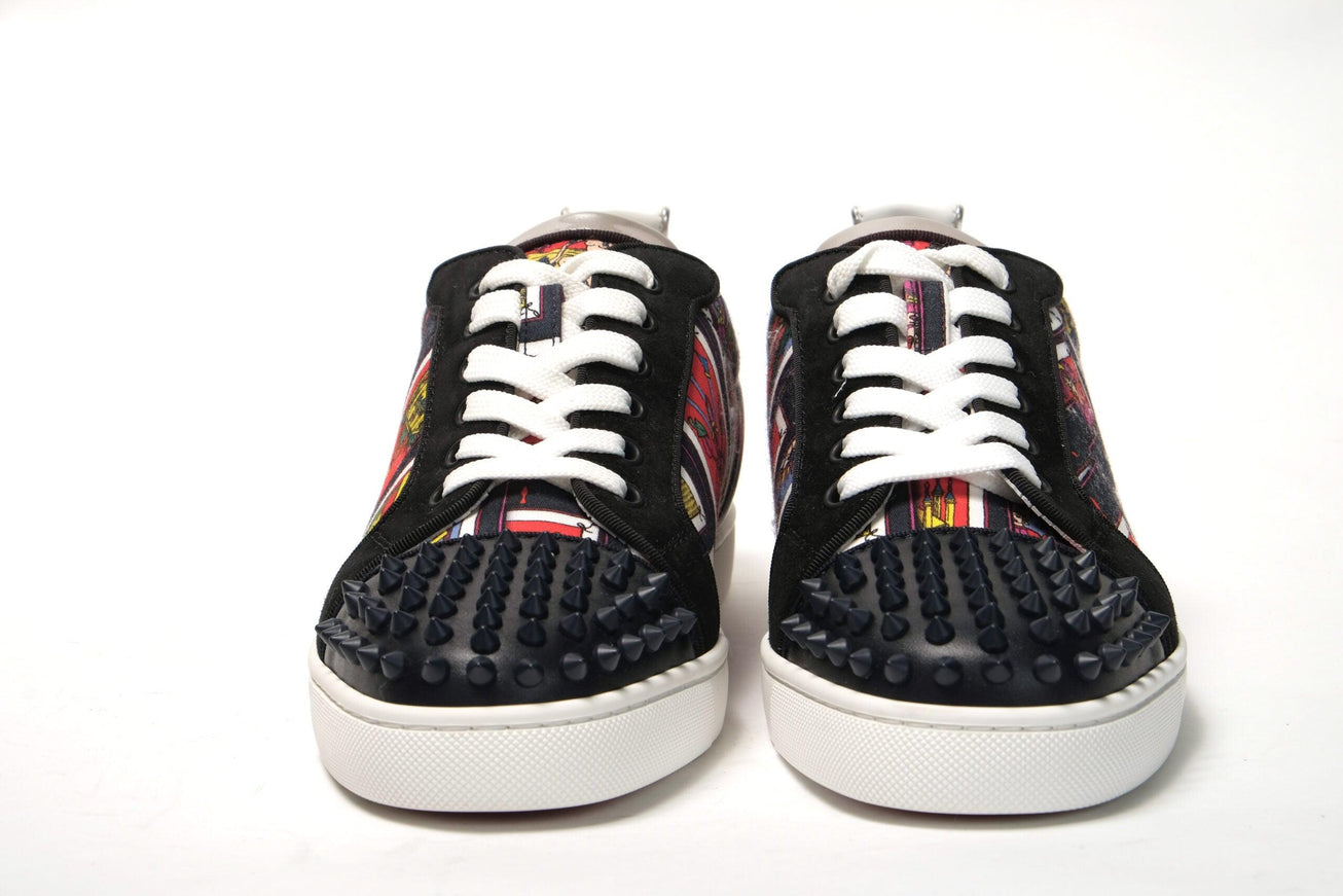 Christian Louboutin Black Multi/Marine Mat Louis Junior Spikes Shoes - Ellie Belle