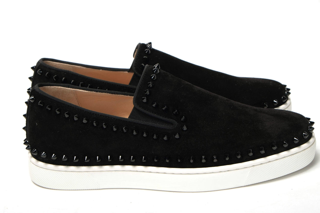 Christian Louboutin Black Pik Boat Flat Veau Shoes - Ellie Belle