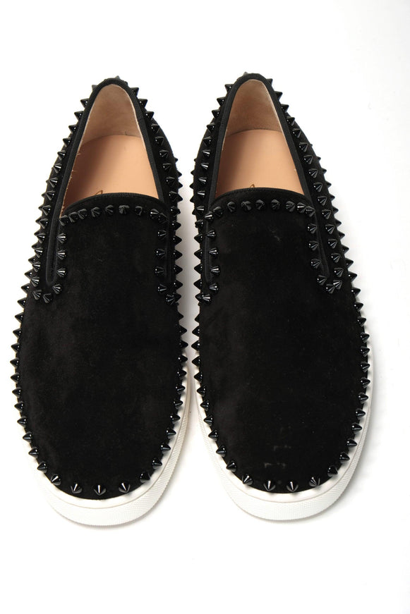 Christian Louboutin Black Pik Boat Flat Veau Shoes - Ellie Belle