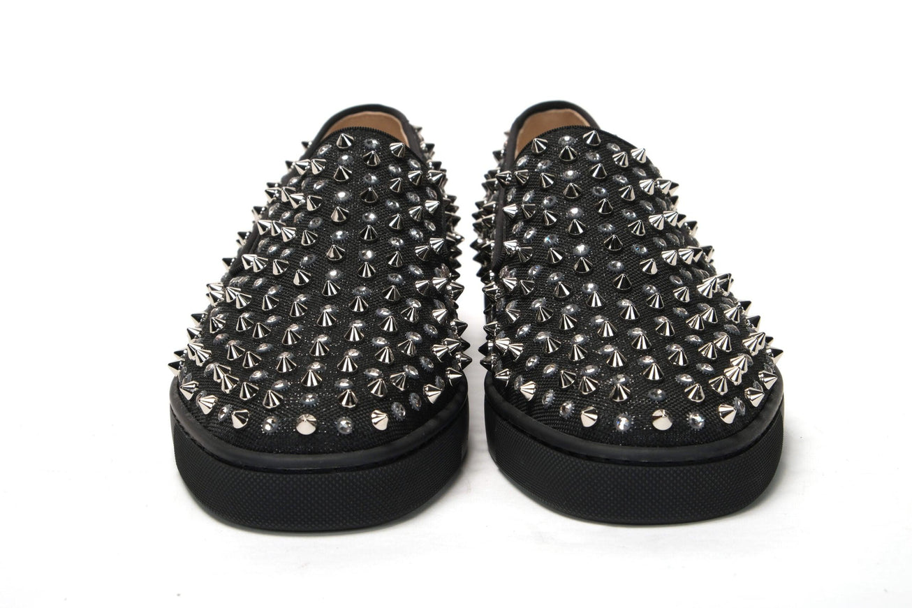 Christian Louboutin Black/Crystal Sv Version Roller 1c1s Flat Shoes - Ellie Belle