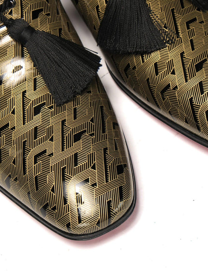 Christian Louboutin Black/Gold Officialito Flat Shoes - Ellie Belle