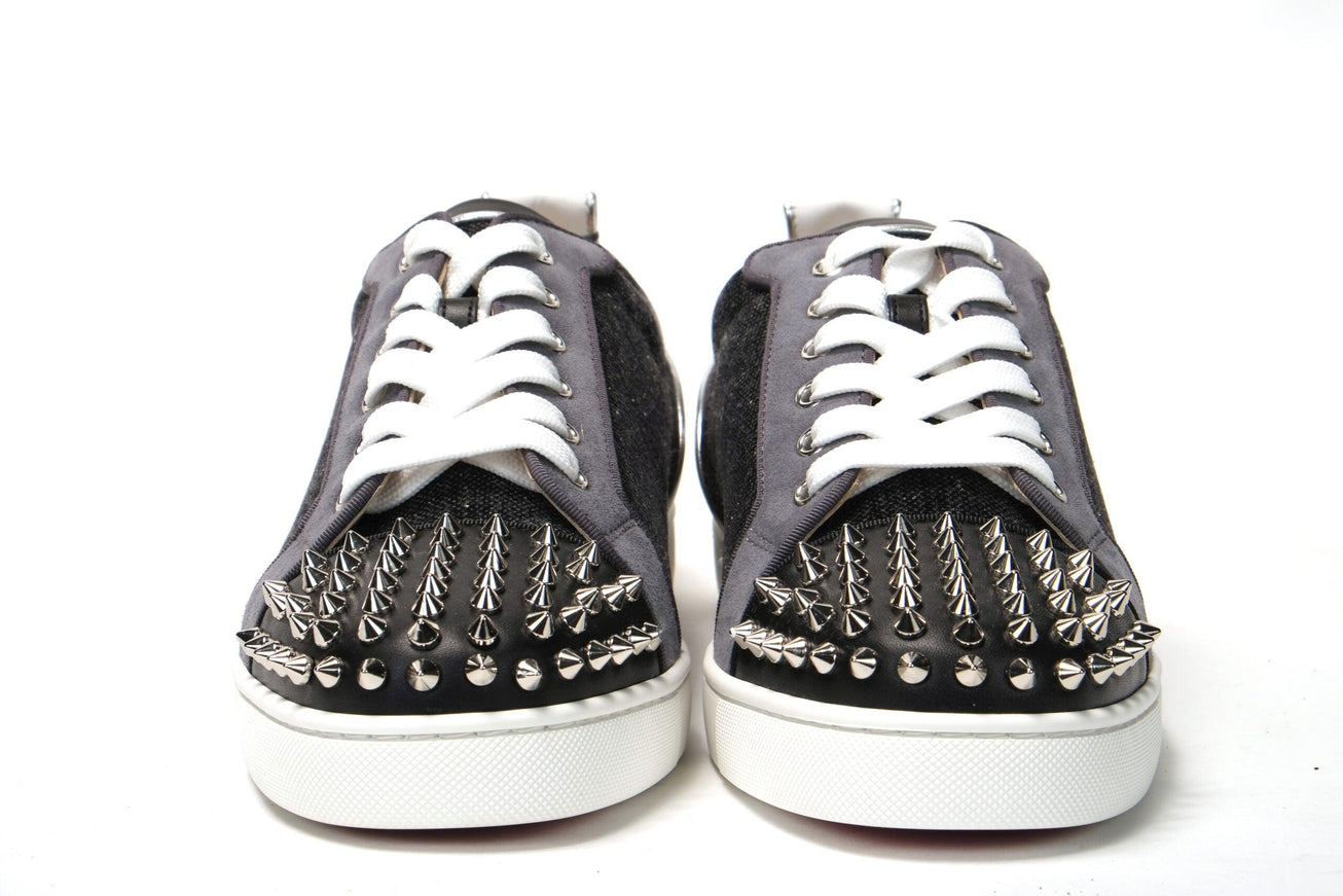 Christian Louboutin Black/Silver Version Louis Junior Spikes Shoes - Ellie Belle