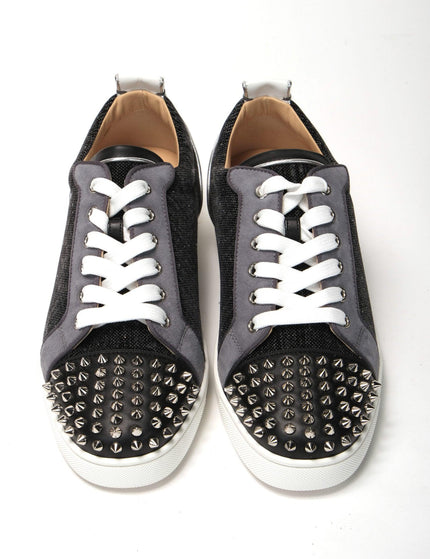 Christian Louboutin Black/Silver Version Louis Junior Spikes Shoes - Ellie Belle