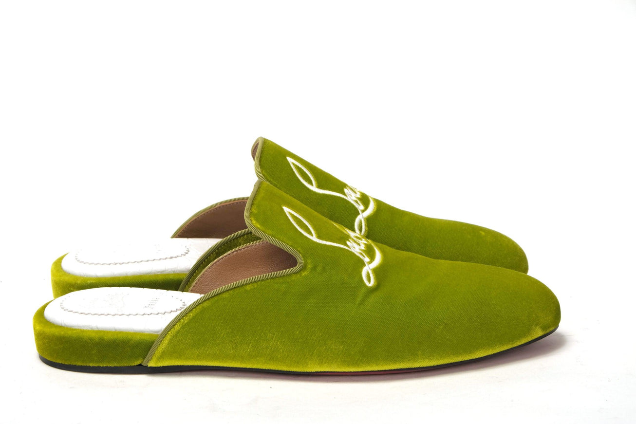 Christian Louboutin Bourgeon Lime Navy Coolito Flat Shoes - Ellie Belle