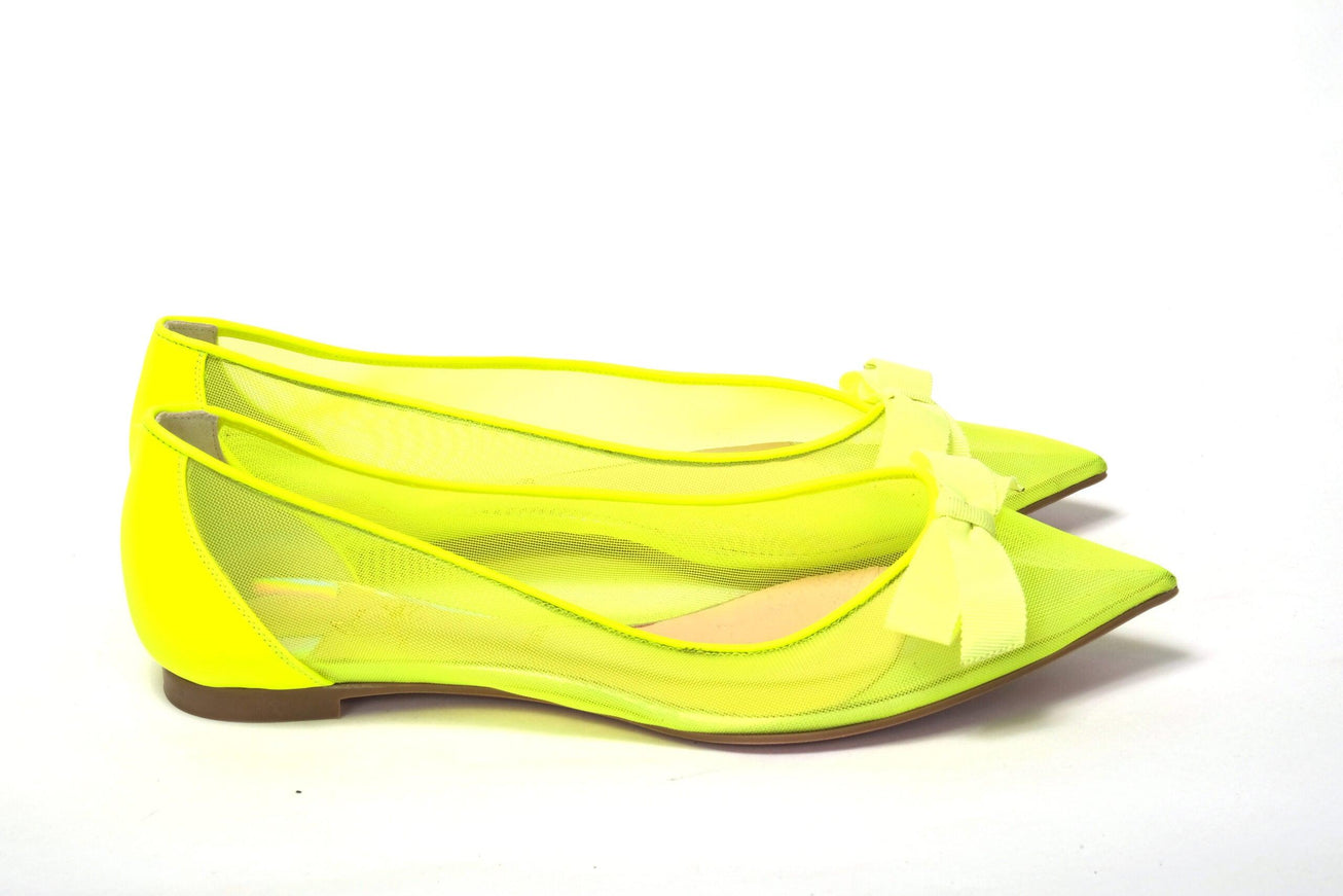 Christian Louboutin Fluro Yellow Flat Point Toe Shoe - Ellie Belle