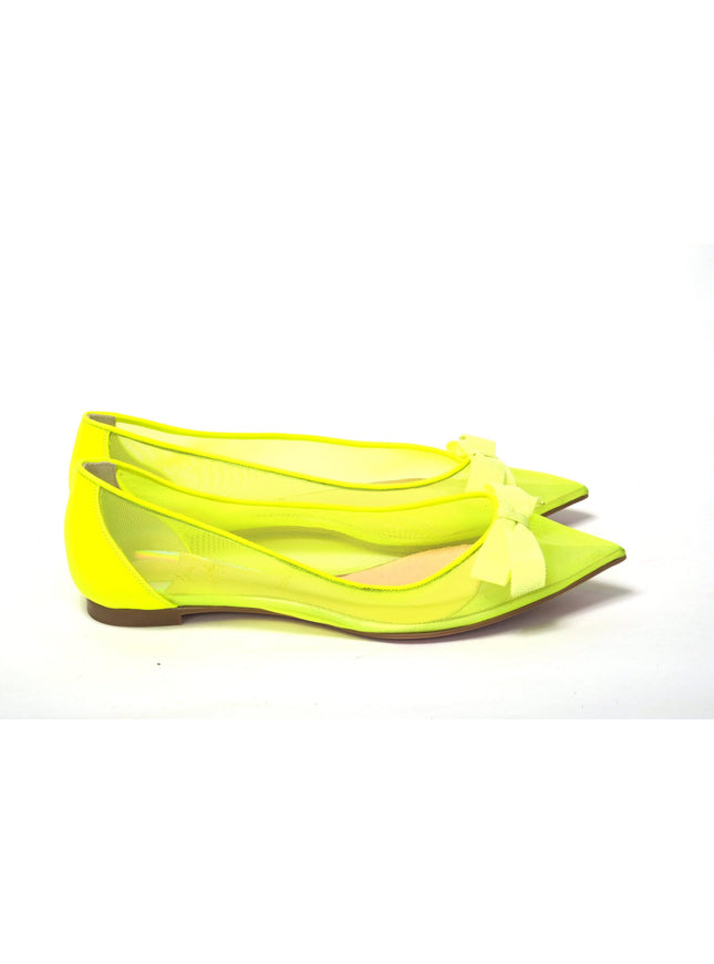 Christian Louboutin Fluro Yellow Flat Point Toe Shoe - Ellie Belle