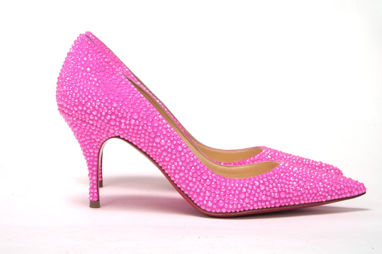 Christian Louboutin Hot Pink Embellished High Heels Pumps - Ellie Belle