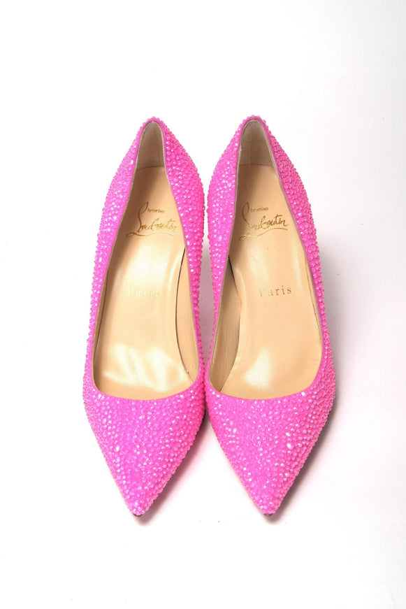 Christian Louboutin Hot Pink Embellished High Heels Pumps - Ellie Belle