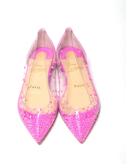 Christian Louboutin Hot Pink Suede Crystals Flat Point Toe Shoe - Ellie Belle