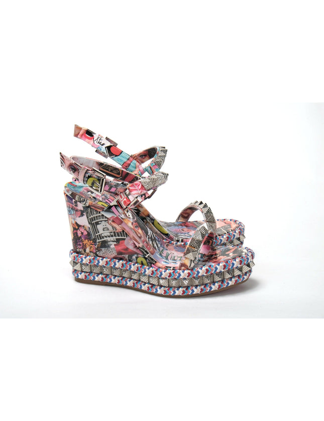 Christian Louboutin Multicolor Pyraclou 110 Patent High Heel Wedge - Ellie Belle