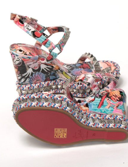 Christian Louboutin Multicolor Pyraclou 110 Patent High Heel Wedge - Ellie Belle