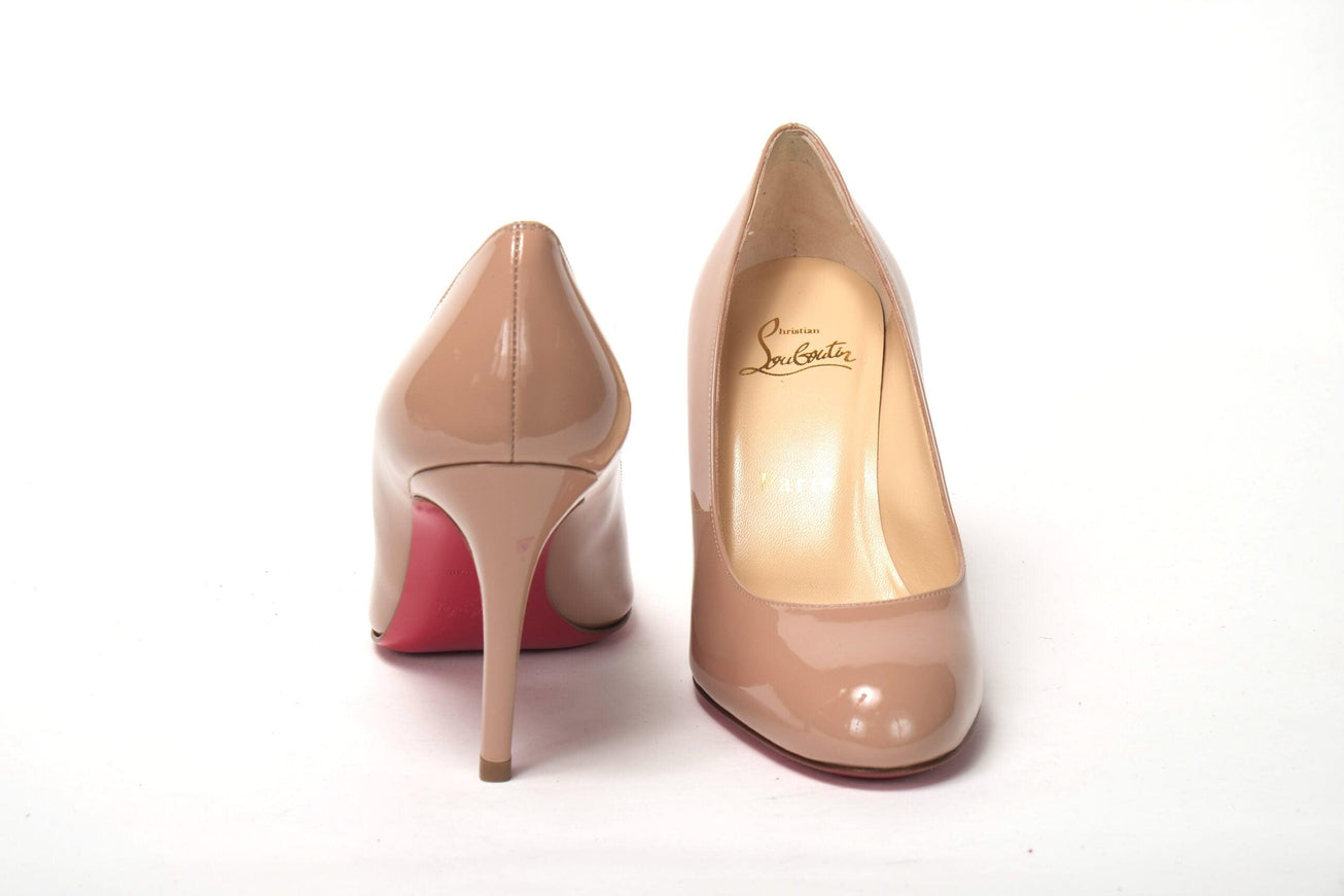 Christian Louboutin Nude Round Toe High Pump Shoe - Ellie Belle