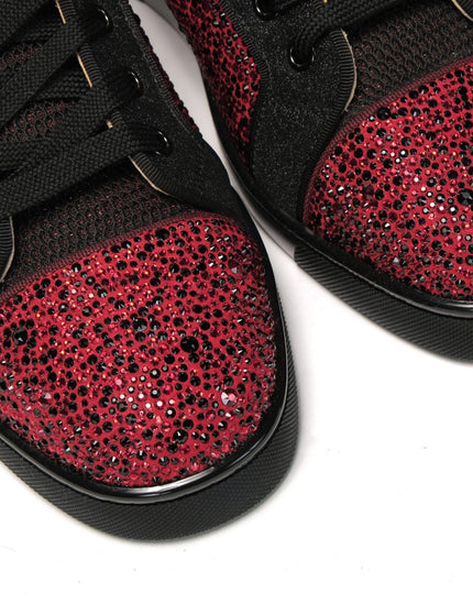 Christian Louboutin Red Black Louis Junior Spikes Sneaker Shoes - Ellie Belle