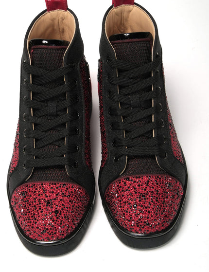 Christian Louboutin Red Black Louis Junior Spikes Sneaker Shoes - Ellie Belle