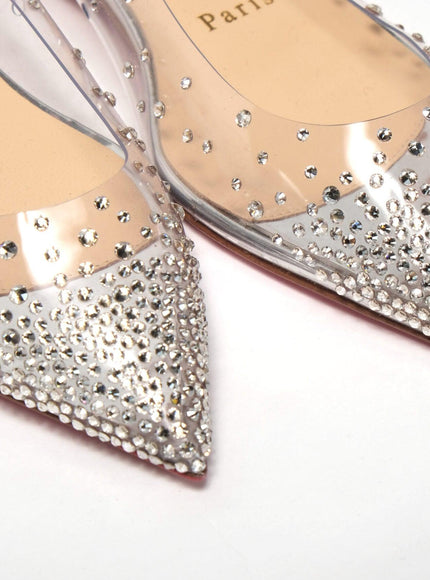 Christian Louboutin Silver Crystals Flat Point Toe Shoe - Ellie Belle