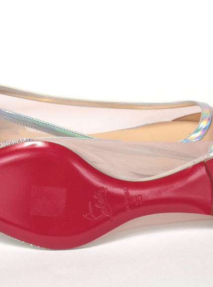 Christian Louboutin Silver Rose Flat Point Crystals Toe Shoe - Ellie Belle