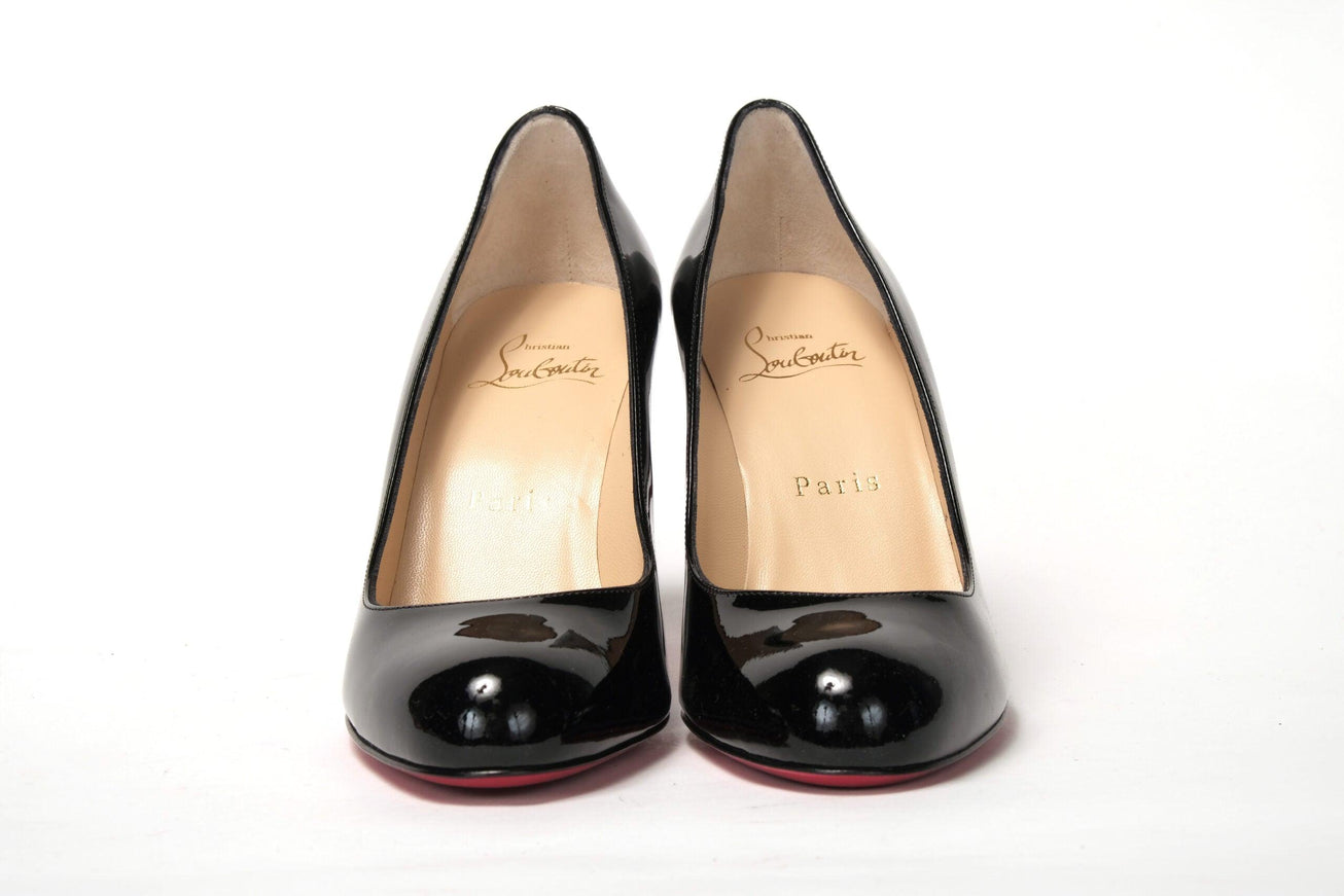 Christian Louboutin Simple Pump 85 Patent Black Heel - Ellie Belle