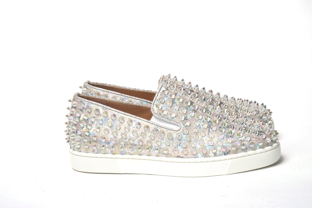 Christian Louboutin White Ab/Clear Ab Roller Boat Woman Flat Sneaker - Ellie Belle