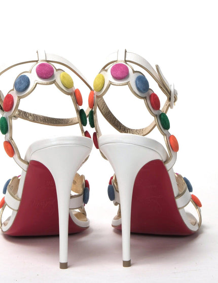 Christian Louboutin White Multicolor Spot Design High Heels Shoes Sandal - Ellie Belle