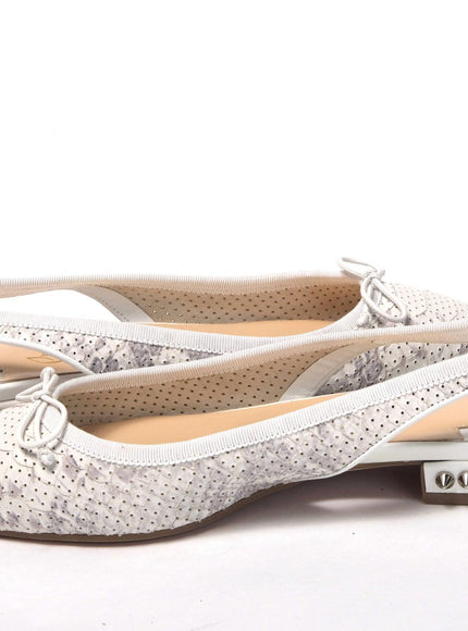 Christian Louboutin White Perforated Printed Flat Point Toe Shoe - Ellie Belle