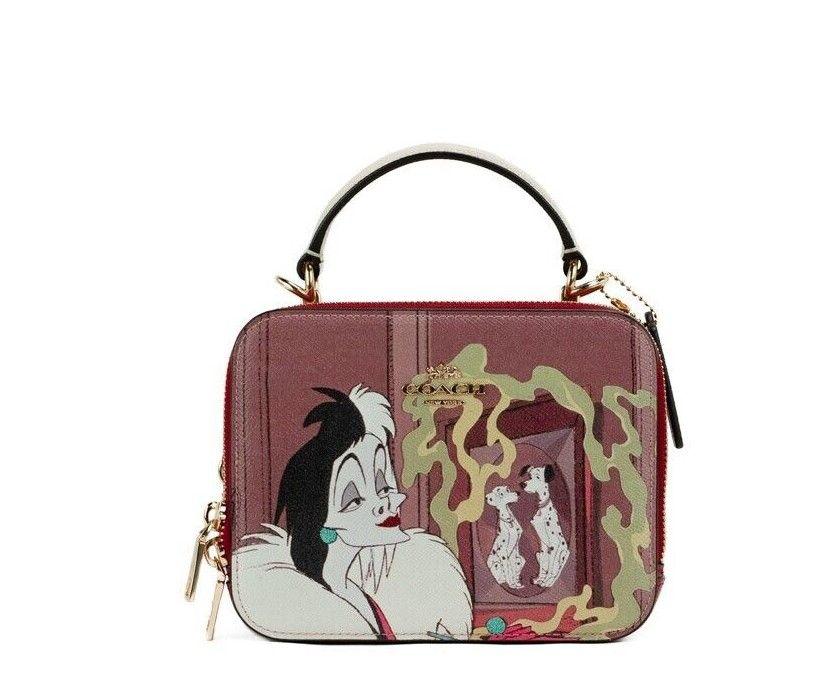COACH Disney Cruella Motif Crossgrain Leather Box Crossbody Handbag - Ellie Belle