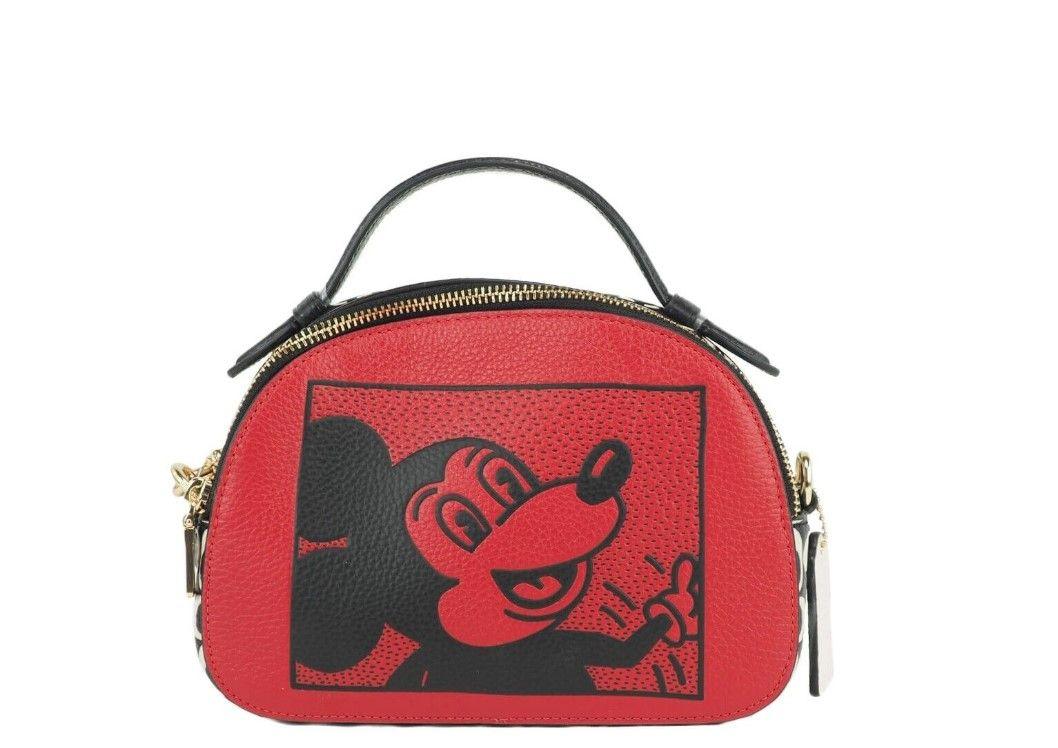 COACH Mickey Mouse X Keith Haring Serena Pebble Leather Satchel Handbag - Ellie Belle