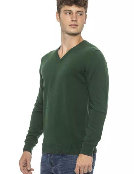 Conte of Florence Elegant V-Neck Men's Sweater in Green - Ellie Belle