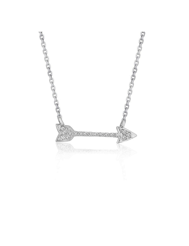 Diamond Arrow Style Pendant in 14k White Gold (1/10 cttw) - Ellie Belle