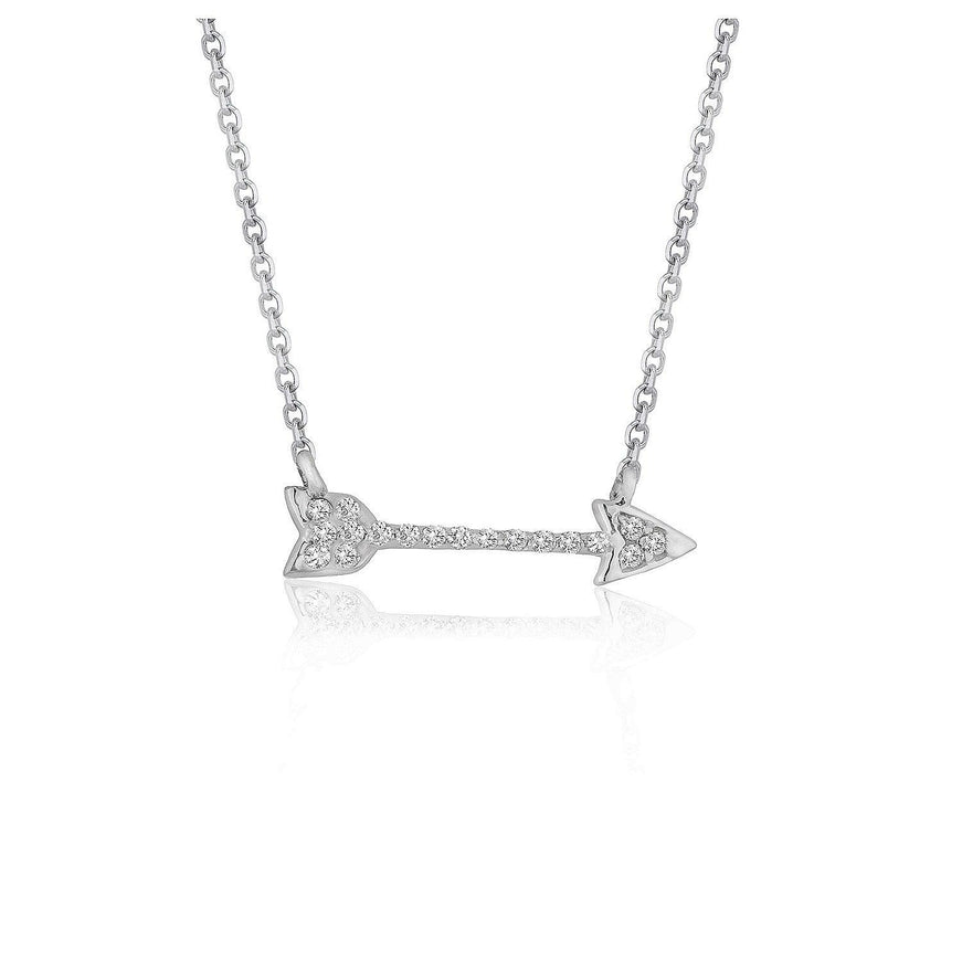 Diamond Arrow Style Pendant in 14k White Gold (1/10 cttw) - Ellie Belle