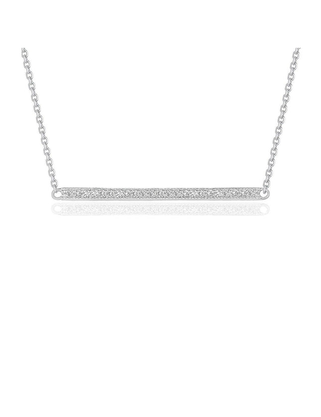 Diamond Bar Pendant in 14k White Gold (1/4 cttw) - Ellie Belle