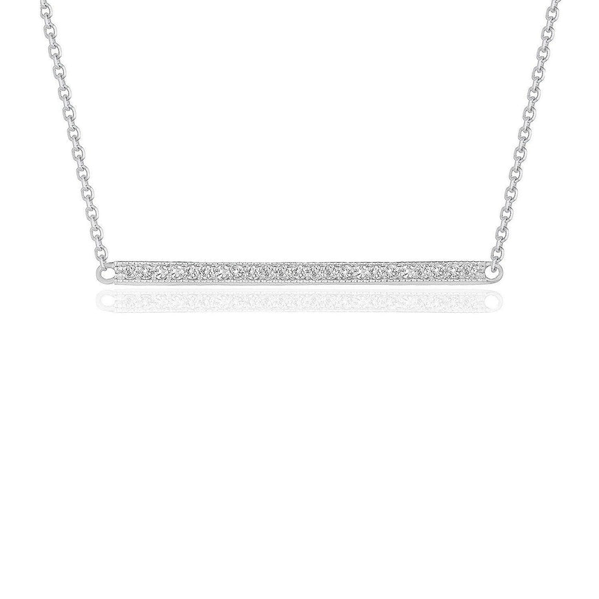 Diamond Bar Pendant in 14k White Gold (1/4 cttw) - Ellie Belle