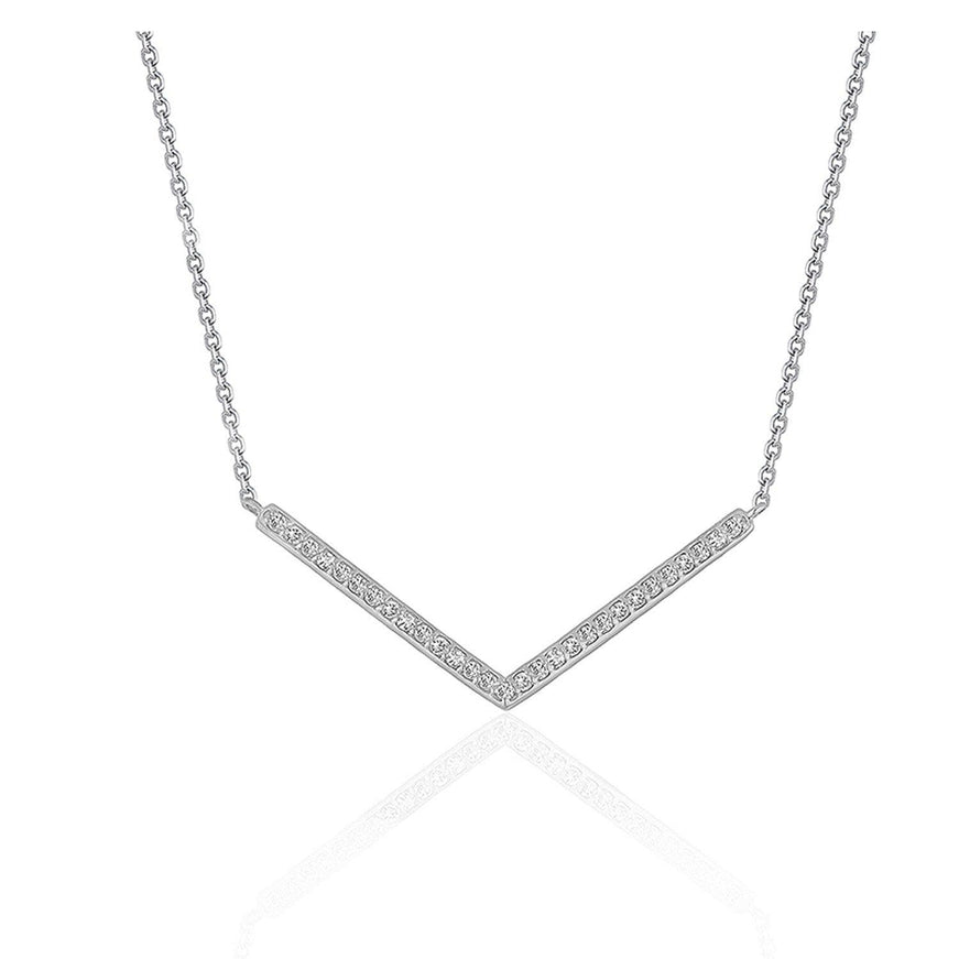 Diamond Chevron Pendant in 14k White Gold (1/3 cttw) - Ellie Belle