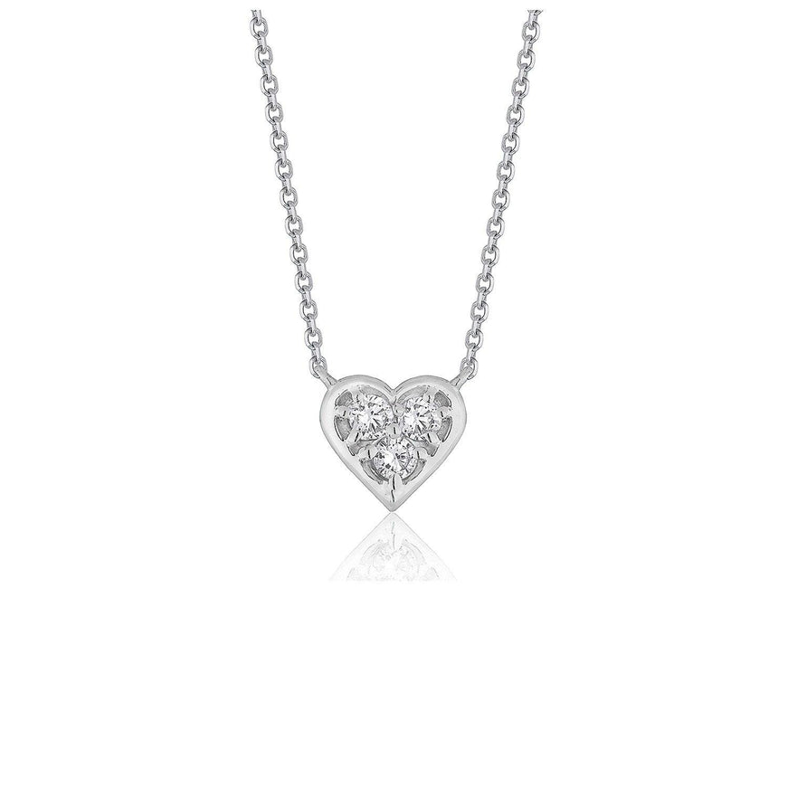 Diamond Heart Design Pendant in 14k White Gold - Ellie Belle