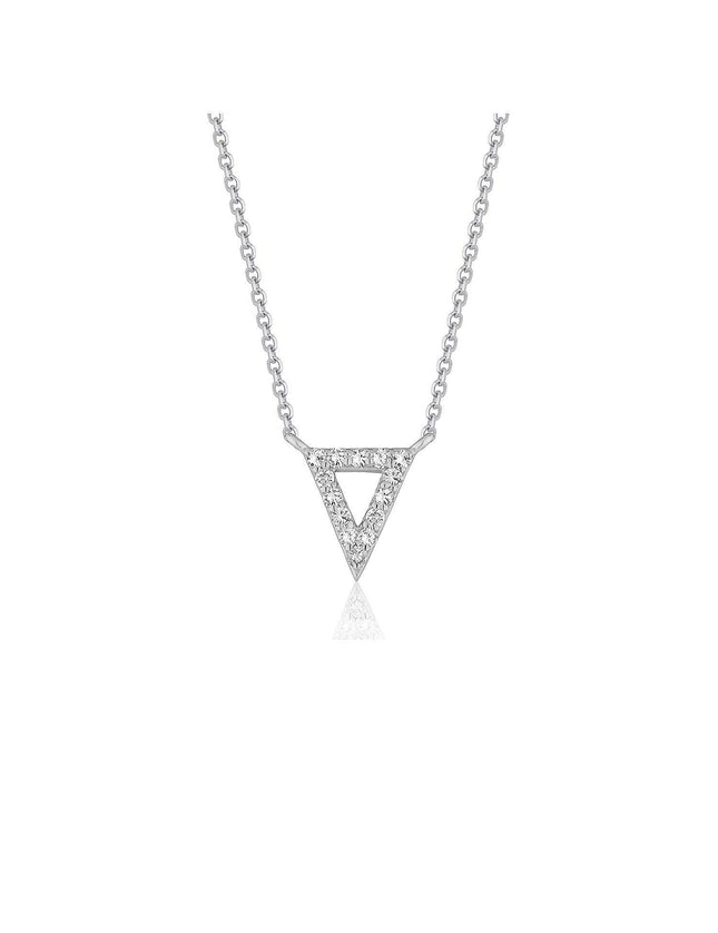 Diamond Inverted Triangle Pendant in 14k White Gold - Ellie Belle
