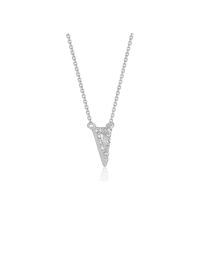 Diamond Inverted Triangle Pendant in 14k White Gold - Ellie Belle